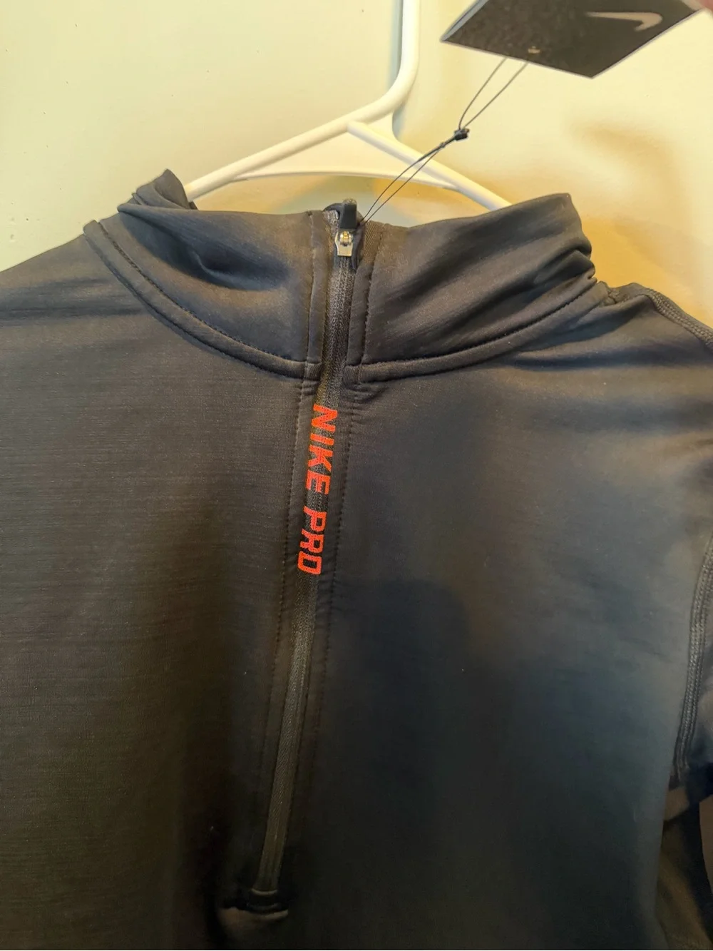 Nike Black Pullover with Pink Logo Detail
